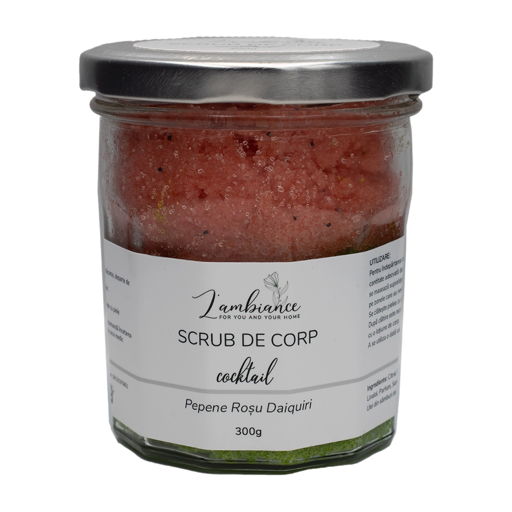 Scrub de corp parfumat cu zahar - Pepene Rosu Daquiri - L'Ambiance Scrub de corp parfumat cu zahar - Pepene Rosu Daquiri - L'Ambiance