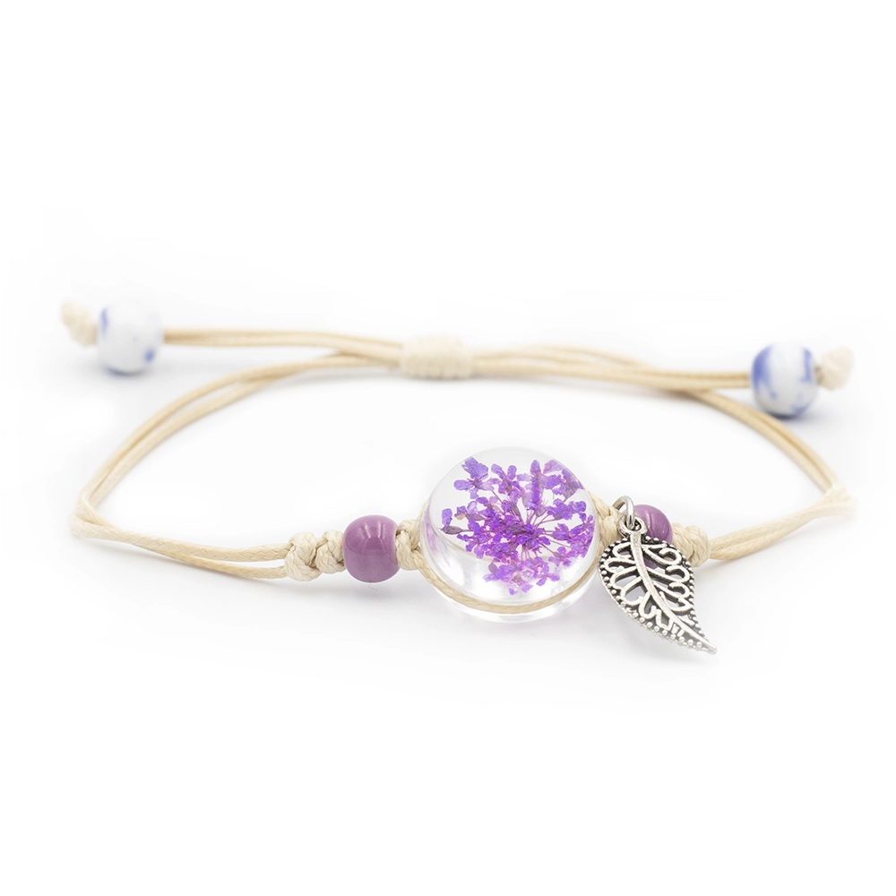 Bratara cu Flori Presate – Mov - L'ambiance Bratara cu Flori Presate – Mov - L'ambiance